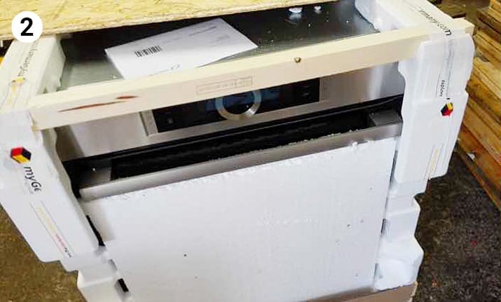 oven wrapped in styrofoam